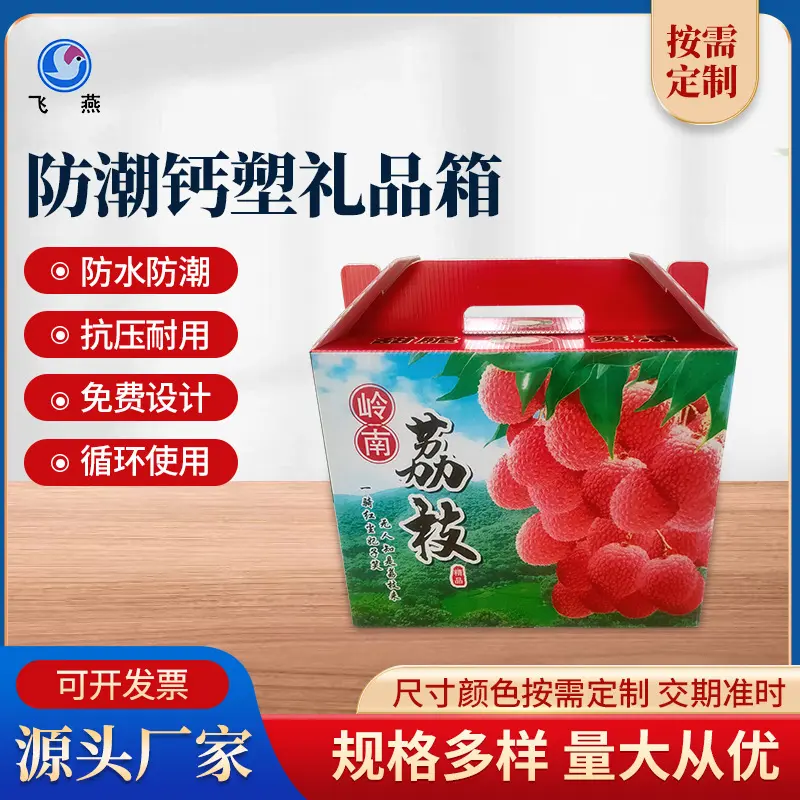 加(jia)工(gong)定製(zhi)水果防潮(chao)塑料周轉箱幹果柿餅PE中(zhong)空闆周轉運輸(shu)箱水果鈣塑